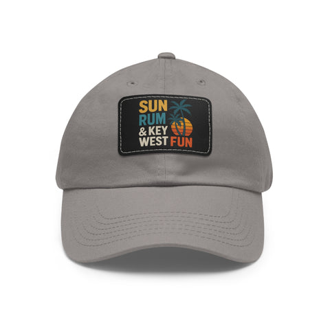 Sun, Fun & Key West Rum Dad Hat with Leather Patch